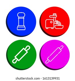Set of preparation icons. Such as Grinder, Mincer, Rolling pin , preparation icons