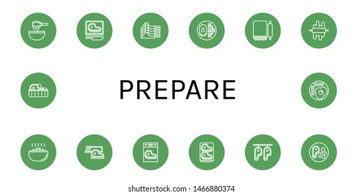 Set of prepare icons such as Dough, Steak, Mutton, Fried eggs , prepare