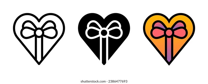 Set of present gift box trendy icons. Pixel perfect, linear, editable outline, flat solid, color gradient style. Celebration package signs.