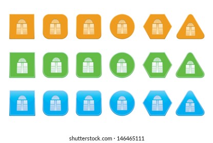 set of present icons of different shape