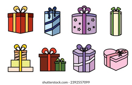 Set of present icons Vector illustration