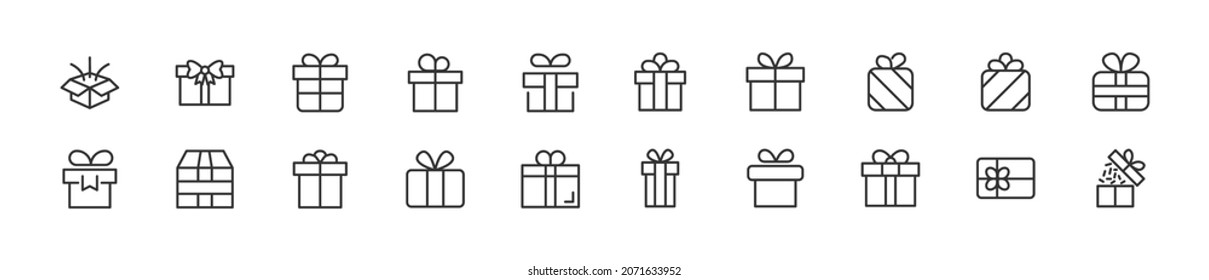 Conjunto de iconos de línea actuales. Paquete de carteles de moda. Pixel perfecto objetos para interfaz de usuario, aplicaciones y web.