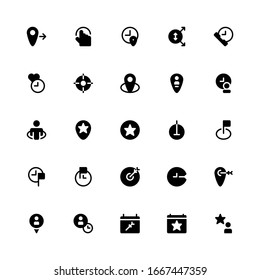 Set of Present Time Location Navigation glyph style icon - vector