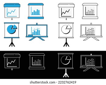 set of presentation board icon and diagram