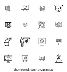 set presentation icon in background white