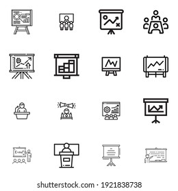 set presentation icon in background white