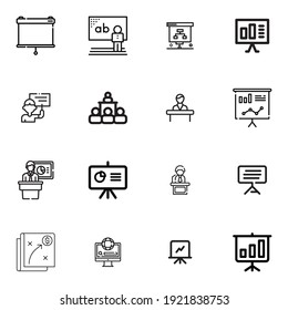 set presentation icon in background white