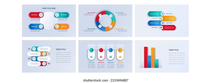 Conjunto De Plantilla Infográfica De Presentación Con Gráfico De Diagrama Y Cuatro Pasos Para Concepto De Negocio.