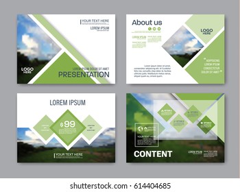 Set of presentation layout design template. Annual report cover page. greenery modern background. illustration vector artwork