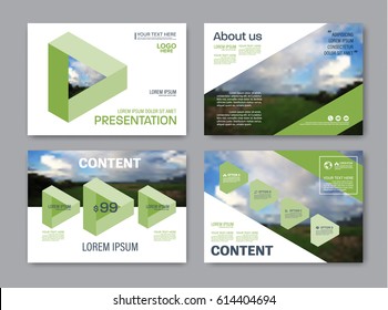 Set of presentation layout design template. Annual report cover page. greenery modern background. illustration vector artwork