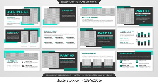 set of presentation layout template with clean style and minimalist concept use for business profile and annual report 