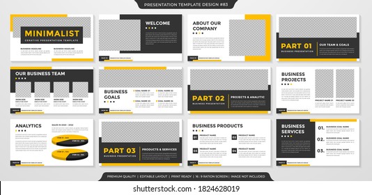 set of presentation layout template with clean style and minimalist concept use for business profile and annual report 