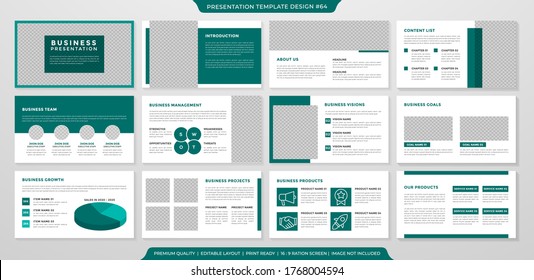 set of presentation layout template design with minimalist style use for business proposal and annual report
