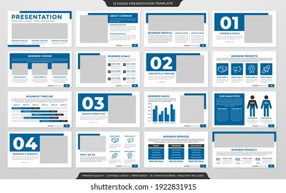 set of presentation layout template design with minimalist style and clean layout use for annual report and infographic