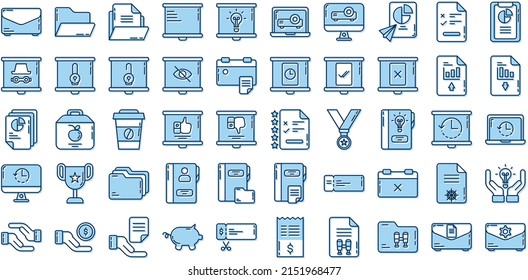 set of presentation and office icons on transparent background