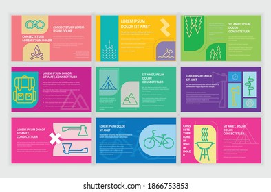 Set of presentation slide, Camping ,Advertising, modern, minimal, forest, brand, market,vector templates 