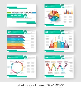 Set Of Presentation Slide Templates Powerpoint And Business Vector Brochures