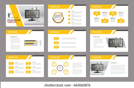 Conjunto de modelo de apresentação.Use no relatório anual, corporativo, folheto, marketing