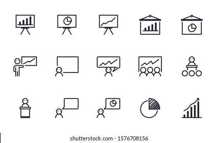 Set of Presentation,Meeting, Seminar vector icon illustration
