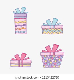 set presents gift box to happy birthday