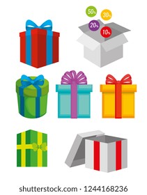 set presents with ribbon bow and special doscount