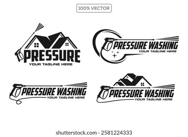 set of pressure car wash logo design template