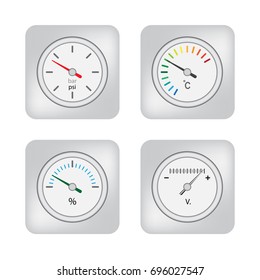 Set of pressure gauge icon on white background. vector illustration.