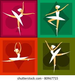 set of pretty ballet dancers in various poses
