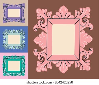 set of pretty colored frames