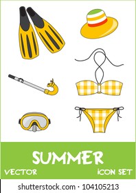 Set of pretty colorful summer icons, vector