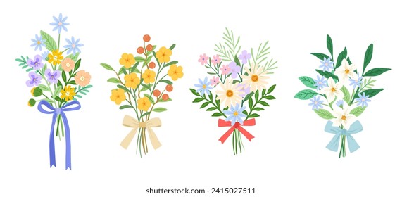 conjunto de bonitos ramos de flores