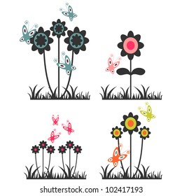 A set of pretty flowers design