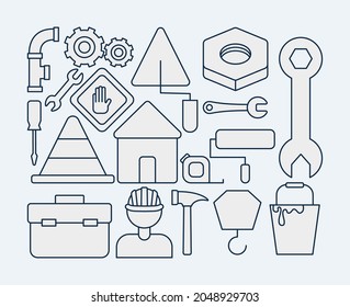 set of pretty installing icons