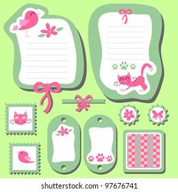 A set of pretty scrapbook elements