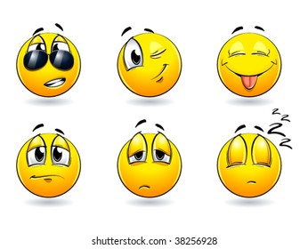 Set of pretty smiles-balls. Vector illustration.