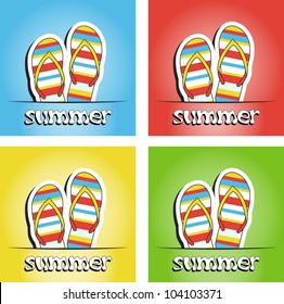 Set of pretty summer backgrounds with slippers, vector