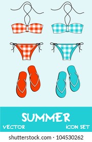 Set of pretty summer icons, vector