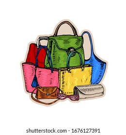 Set of pretty women's bags. Vector illustration