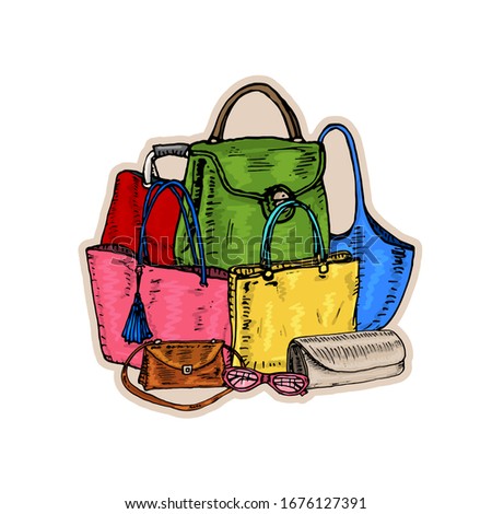Set of pretty women's bags. Vector illustration