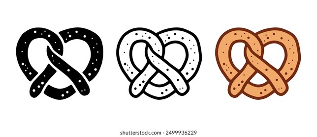 Set of Pretzel cartoon doodle, Vector, Illustration.