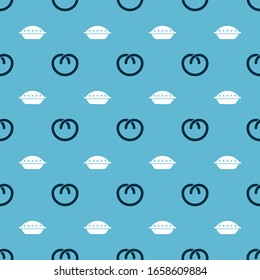 Set Pretzel  and Homemade pie  on seamless pattern. Vector