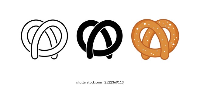 conjunto de pretzel ícone vetor design ilustração isolado fundo branco