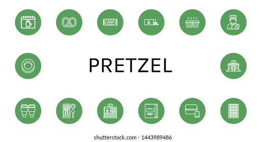 Set of pretzel icons such as Oktoberfest, Pretzel, Bread, Loaf, Muffin, Baker, Pastry, Churros, Bakery, Bagel , pretzel