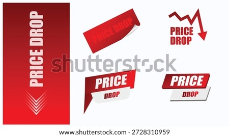 Set of Price Drop Stickers Vector Illustration for Discounts, Sales, Promotions Branding