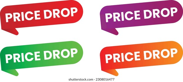 conjunto de etiquetas de caída de precios caída de precio caída de voz etiqueta de burbuja set de señal de caída de precios