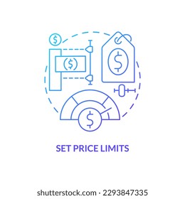 Set price limit blue gradient concept icon. Adjust buy and sell process. Online investing rule abstract idea thin line illustration. Isolated outline drawing. Myriad Pro-Bold font used