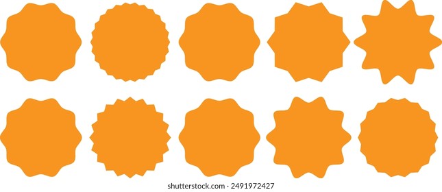 Set of price sticker, sale or discount sticker, sunburst badges icon. Stars shape with different number of rays. Special offer price tag. starburst promotional badge set, shopping labels
