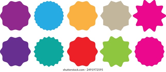 Set of price sticker, sale or discount sticker, sunburst badges icon. Stars shape with different number of rays. Special offer price tag. starburst promotional badge set, shopping labels