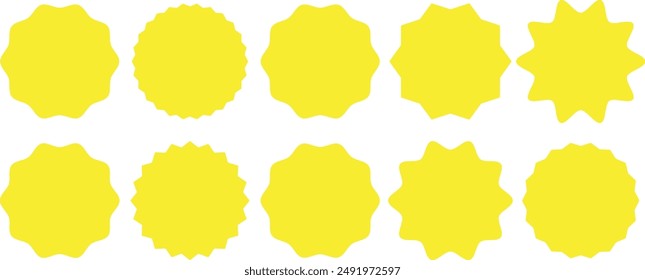 Set of price sticker, sale or discount sticker, sunburst badges icon. Stars shape with different number of rays. Special offer price tag. starburst promotional badge set, shopping labels