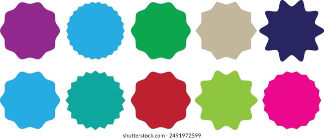 Set of price sticker, sale or discount sticker, sunburst badges icon. Stars shape with different number of rays. Special offer price tag. starburst promotional badge set, shopping labels